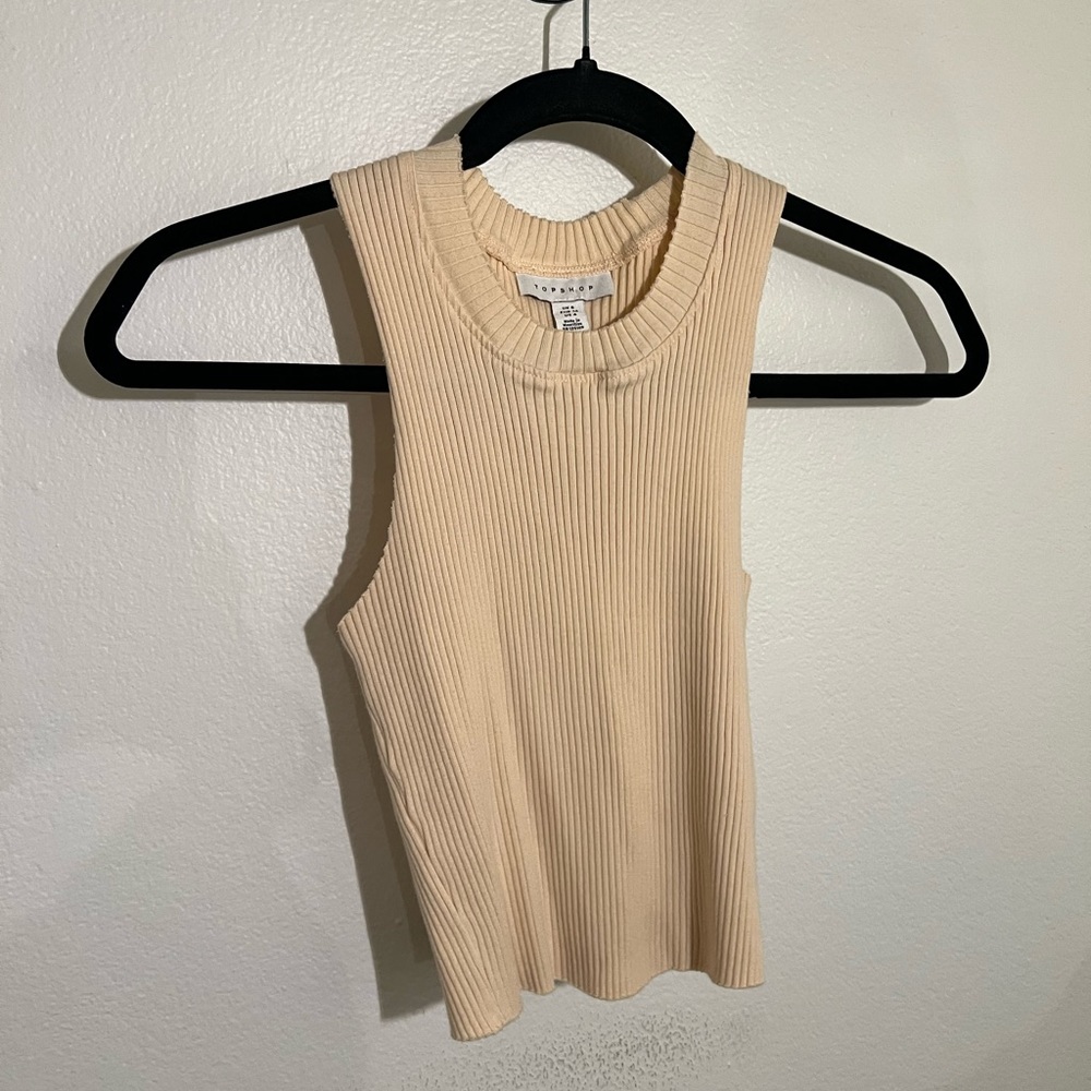 Top shop Tan High Neck Tank Top - Small